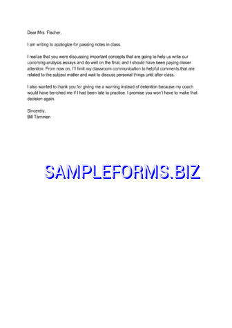 Letter of Apology to Teacher pdf free
